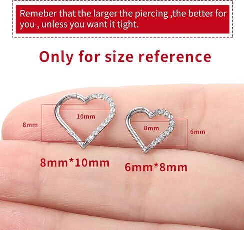 VOJO 16G G23 Titanium Daith Piercing Jewelry Heart Clicker Cartilage Tragus Earring for Women in Kuwait