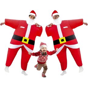 2 Packs Inflatable Santa Suit Christrmas Santa Costume Adult Air Blow-up Costume Outfit for Christmas Parades/Parties