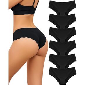 UNDER THE SEA Womens Underwear Seamless Low Rise Scalloped Edge Hipster No Show Bikini Panties Cheeky S-XL