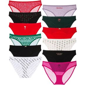 Victoria's Secret Women's Cotton Bikini Underwear, Moderate Coverage Panties for Women, Multi Pack, Holiday Advent (XL)