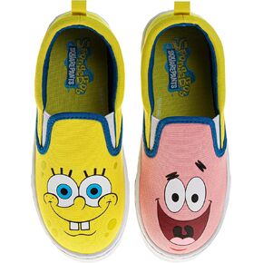 Sponge Bob Canva LowTops Shoe Sneakers - Spongebob Squarepants Low Top Sneaker Shoes for Kids Boys and Girls (Sizes 12-13 Little Kid / 1-4 Big Kid)