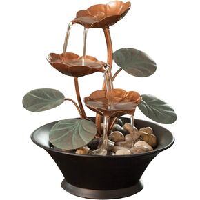 Bits and Pieces - Indoor Water Lily Water Serenity Fountain - Compact & Lightweight Tabletop Decoration
