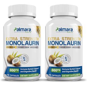 Extra Strength Monolaurin 1,600mg per Serving, 800mg per Capsule