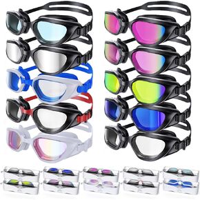 Swim Goggles, 4 Pack Upgraded Swimming Goggles Anti-Fog Anti-UV No Leakage Pool Goggles for Men Women Adult Youth