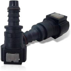 2 PCS Car Elbow PA12 Plastic Fuel Line Quick Connector, 9.49-ID8 Modification Repair Fuel Pipe Connection Adapter with Seal Ring, Vehicle Replacement Parts, Suitable for Most Cars (Black)