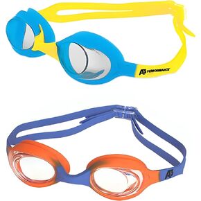 A3 Flex Youth Swim Goggles 3-10 Leak-Free & Comfortable Kids Swim Goggles | Easy Adjust Split Head Straps UV Protection, Anti-Fog for Clear Vision Swimming Goggles for Kids (Green Blue/Aqua Yellow)