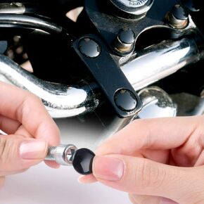 KiWAV motorcycle round bolt cap screw cover plug chrome for 8mm thread allen head bolts, ie M6 allen key