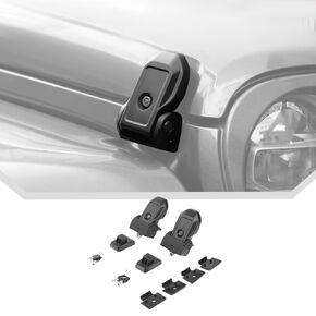 JeCar Aluminum Hood Latches for Jeep Wrangler JK JKU 2007-2018 Jeep Wrangler JL JLU 2018-2023 Gladiator JT 2020-2023 Hood Latches Locking Kit (B Style)