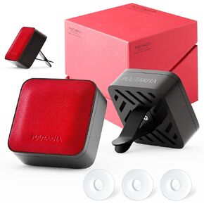 90 Days Long Lasting Car Air Freshener,Leather and Metal Design Scent Vent Clip Diffuser,New Natural Fragrance Diffuser for Car with 3 Refill Scented Discs and Gift Box(Burgundy Red)