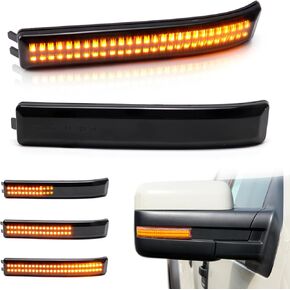 Sequential Switchback Side Mirror Turn Signal Lights for 2009-2014 Ford F150 and Raptor SVT, Smoked Lens LED Mirror Marker Reflector Amber Lights and White DRL