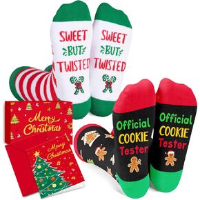 HAPPYPOP Christmas Gifts Stocking for Kids - Gingerbread Candy Socks, Xmas Gifts With Greeting Card