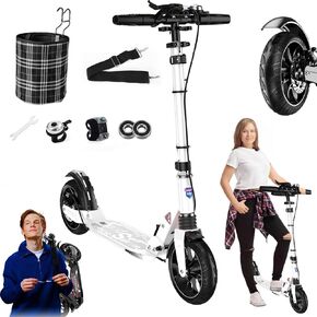 Kick Scooter for Ages 6+,Kid, Teens & Adults - Max Load 300 LBS, 4 Adjustable Levels, 200mm Big Wheel Folding Scooter, Lightweight, Aluminum, Indoor and Outdoor Scooters, Bearing ABE