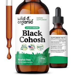 Wild & Organic Black Cohosh Liquid Drops 540 mg - Herbal Black Cohosh Supplements for Women - Liquid Black Cohosh Extract Tincture - Natural Black Cohosh Herb Supplement - 2 fl oz