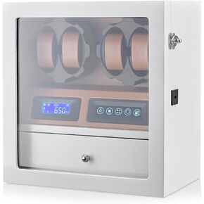 4 Watch Winder with 5 Watch Storage Space, LCD Display, Touch Control and Interior Light