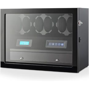 Automatic Watch Winder with 6 Storage Slots, LED Light and Automatic Motor-Stop Option