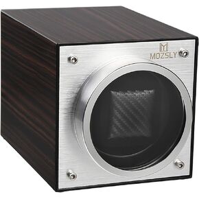 MOZSLY Single Watch Winder for Automatic Watches Battery Powered AC Adapter 12 Rotation Modes with Quiet Motor Piano Painting