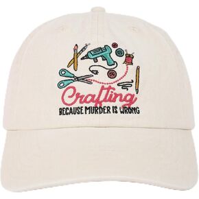 InnoBeta Crafter Gifts Cap for Women - Adjustable Vintage Washed Cotton Embroidered Hat - Crafty Gifts for Birthday, Christmas