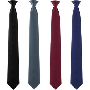 Bencailor 4 Pcs 24 Inch Men's Clip-on Ties Solid Color Men's Tie Pretied Clip on Ties for Men Men's Clip on Necktie Men's Button Ties(Black, Charcoal Grey, Navy Blue, Wine Red)