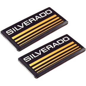 Aimoll 2pcs Cab Emblem Badge Side Roof Pillar Decal Plate for Chevy Silverado 88-98 90 91 Suburban Tahoe (Yellow line)