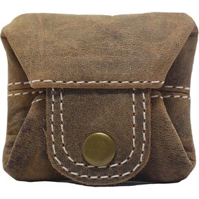 Leather Coin Purse - Premium Leather Pouch Small Wallet - Medicine Pouch - Contact Lenses Pouch (Vintage Brown)