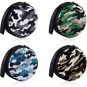 Change Purse, 4PCS Fashionable Camouflage Colour Coin Pouch, Unisex Portable Round Mini Purse Pouch with Hand Strap and Zipper for Storing Change and Keys
