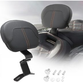 Front Driver Backrest Pad Compatible with Harley Touring CVO Street Glide Electra Glide Road King Road Glide 2009-2022 (Black-Red Line)