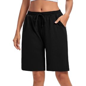 ASIMOON Womens Bermuda Shorts Lounge Athletic Shorts Loose Running Shorts Casual Long Yoga Shorts with Pockets