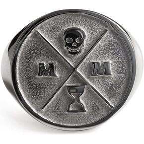 STOIC STORE UK Memento Mori Signet Ring in Silver - 316L Stainless Steel Ring with 3D Skull Design