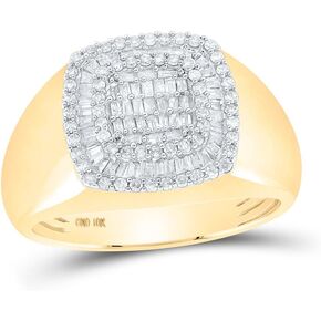 Jewels By Lux Solid 10k Yellow Gold Mens Baguette Diamond Square Ring 3/4 Cttw