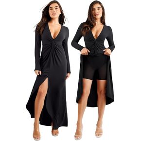 Popilush Long Sleeve Formal Dresses for Women 8 In 1 Bodycon Dress with Built In Shapewear Wedding Guest Dress 2024