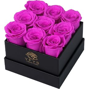 YFYS Forever Rose Flowers for Delivery Prime - 9pcs Preserved Fresh Roses, Genuine Roses That Last for Years, for Birthday Gifts for Women, Valentines Day, and Mother's Day (Red)