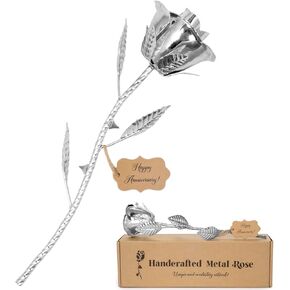 Bronze Anniversary 8 Year Gifts - Metal Rose 8th Anniversary for Her Bronze Gift, Everlasting Rose for 8 Year Wedding Anniversary, Handcrafted Bronze Stained 8 Anniversary for Wife Eternal Artwork