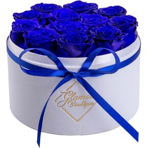 Flowers Forever in a Box 12 Preserved Roses in Velvet Box for Delivery, Valentine's Day Gifts for Her, Birthday, for Women, Eternal Rose for Wife, Mom Flower - Red