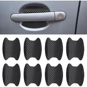 8PCS Car Door Handle Protector Scratch, Carbon Fiber Waterproof Non-Marking Car Door Handle Sticker, Universal Auto Door Handle Paint Guard Cover, Door Handle Cup Protector Film for Cars(Black)