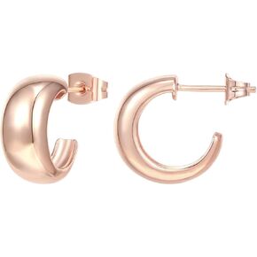PAVOI 14K Gold Plated 925 Sterling Silver Posts Thick Dome Huggie Earrings for Women | Small Wide Round Hoop Earrings