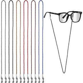 6 PCS Eyeglass Strap for Women Men and Kids, Glasses Chain Premium Leather Eye Glasses Holders Around Neck, Practical Retainer Eyewear String Lanyard Sunglasses Straps(6colors)