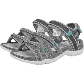 GRITION Women Hiking Sandals Girls, Outdoor Sport Water Shoes, Summer Flat Cross-Tied Sandals Open Toe Adjustable Walking Shoes