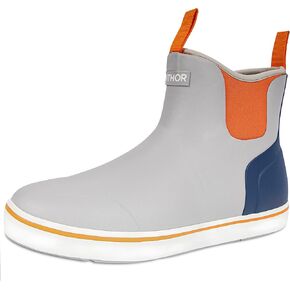 Mens Rain Boots, Waterproof Rubber Deck Boots, Anti-slip Fishing Boots Short Ankle Shoes for Outdoor Fishing, Boating, Size 7-14