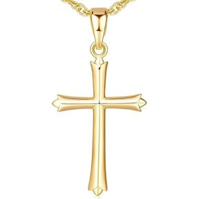 Gold Cross Necklaces for Women 14K Gold Cross Pendant Necklace 14K Gold Cross Chain Necklace for Women Communion Confirmation Baptism Gifts for women