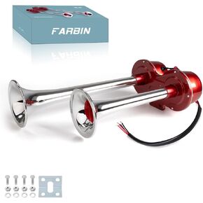 FARBIN Train Horn 12V Car Horn Electric Truck Horn Super Loud Dual Horn Chrome for Semi Trucks Pickups Motorcycles SUV Boat