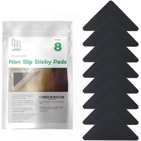 Ledgebay Rug Pad Grippers for Area Rugs - Multi Pack Reusable, No Skid, Washable, Anti-Slip, Rug Pad Gripper for Hardwood Floors and Tile with Double-Sided, Self Adhesive to Keep Area Rugs Flat (4)