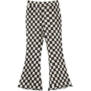 SOLY HUX Toddler Girl's Checkered Flare Leggings High Waisted Bell Bottom Pants Workout Athletic Trousers