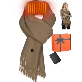 Electric Heated Scarf for Christmas Gifts Women Men Rechargeable Winter Scarf with Battery Scarves Shawl for Women