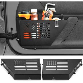 Front Door Pockets Used for 2007-2018 Jeep Wrangler JK JKU 2/4 Door, 2 PCS Metal Front Door Side Pockets for Jeep Saggy Net Replacement