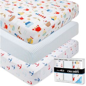 GROW WILD Crib Sheets for Boys | Baby Crib Sheets (3 Pack), Safari Crib Mattress Sheet or Toddler Bed Sheet, Elephant Baby Sheet