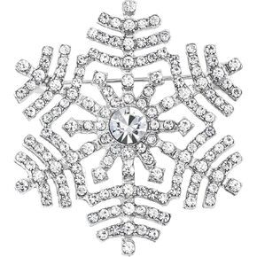 SELOVO Vintage Rhinestone Winter Snowflake Brooch Pin Austrian Crystal