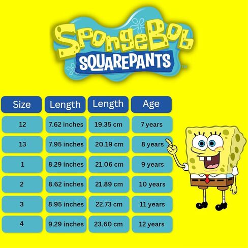 أحذية رياضية Sponge Bob Canva LowTops - أحذية رياضية Spongebob Squarepants منخفضة الأعلى للأطفال الأولاد والبنات (مقاسات 12-13 طفل صغير / 1-4 طفل كبير) in Saudi Arabia