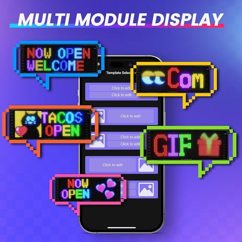 RAYHOME صف مزدوج عيون الشيطان ضوء للسيارة LED علامة ضوء للسيارة، 10.6 بوصة × 4.7 بوصة تمرير مرن 5 فولت/2 أمبير بلوتوث APP التحكم LED علامة سيارة مخصصة نص رسالة نمط شاشة LED قابلة للبرمجة in Kuwait