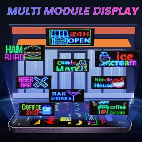 RAYHOME صف مزدوج عيون الشيطان ضوء للسيارة LED علامة ضوء للسيارة، 10.6 بوصة × 4.7 بوصة تمرير مرن 5 فولت/2 أمبير بلوتوث APP التحكم LED علامة سيارة مخصصة نص رسالة نمط شاشة LED قابلة للبرمجة in Kuwait