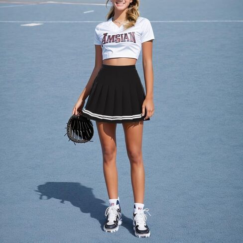 Women Pleated Skirt A-Line Short Mini Basic Skirt School Uniform Cheerleader Skirts Skater Skirt in Saudi Arabia